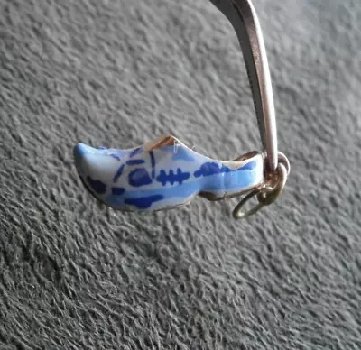 Dutch Clog Shoe Vintage 835 Silver Enamel Charm Pendant ~ 1.1g ~ FLAW • $3.49