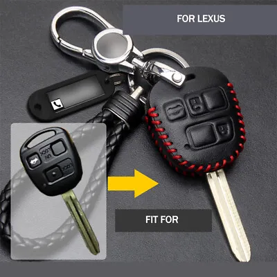 $26.40 • Buy 3 Buttons Leather Remote Key Fob Cover Case Shell For Lexus GX470 RX350 ES300
