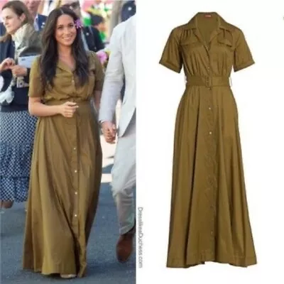 Staud Millie Belted Dress In Caper Green ASO Meghan Markle 4 • $225