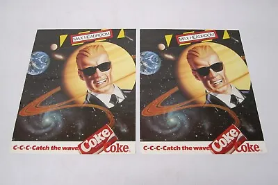 2 Vtg 1980s Catch The Wave Coke Coca Cola Advertising Poster Max Headroom Space • $29.95