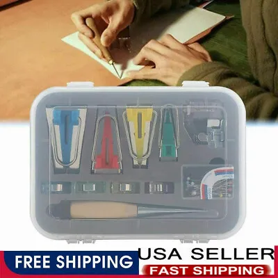 $10.99 • Buy 60PCS Bias Tape Maker Kit Fabric Sewing Quilting Awl & Binder Foot Case Tool Set
