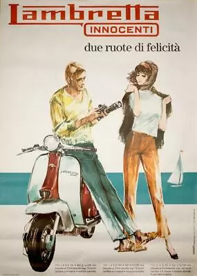 Lambretta 1963 Vintage Italian Original Motor Scooter Poster Innocenti 39x55 • £608.20