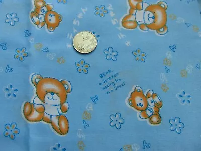 Teddy Bear Cotton Blend Fabric Vintage Unbranded 1 1/2 Yards New • $7.50