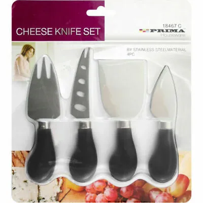 4pc Stainless Steel Cheese Butter Knife Fork Cutter Slicer Serving Set Kitchen • £6.70