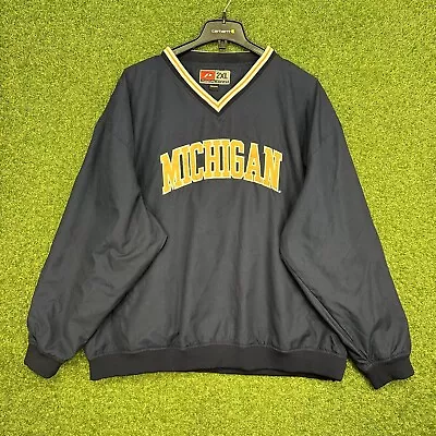 Vintage Michigan Wolverines Crest Pro Player Pullover Windbreaker Jacket XXL • $23.99