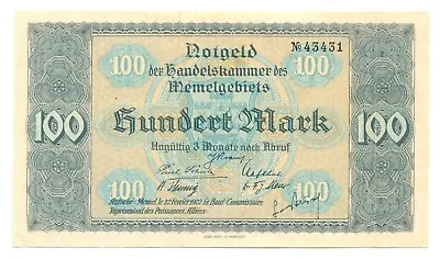 Memel Klaipeda Notgeld 100 Mark 1922 XF Pick #9 Rosenberg #854 • $249