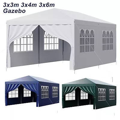 3x3/4/6M Heavy Duty Gazebo Marquee Garden Awning Tent Canopy Party Wedding Beach • £59.99