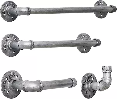 4-Pieces Industrial Pipe Towel Holder Set Rustic Steel Towel Rack Kit Farmhous • $65.66