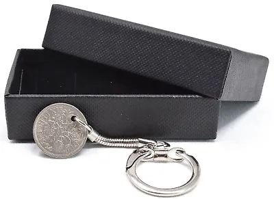 £4.99 • Buy 1920 - 1967 Sixpence Keyring Birthday Gift Lucky Choose Date Gift Boxed [d]