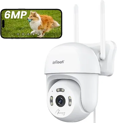 IeGeek 6MP 360° Wireless WiFi Security Camera Outdoor Auto Tracking CCTV System • £49.99