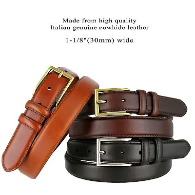 Men's Belt Oil-Tanned Genuine Leather Italian Dress Belt 1-1/8 (30mm) Wide • $26.95