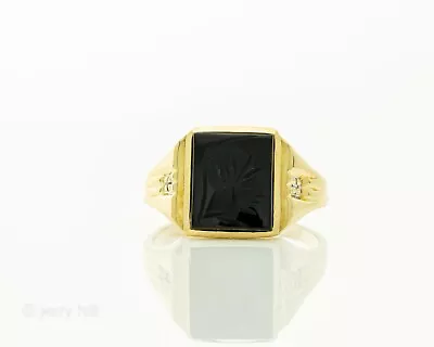 Onyx Roman Cameo Men's 10k Gold Ring Size 10.25 • $359