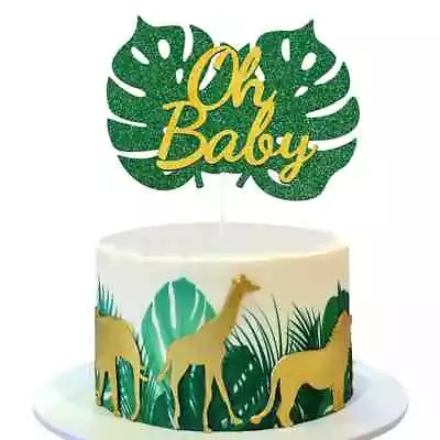 Glitter Card Oh Baby Cake Topper Baby Shower Safari | Jungle Theme • $12.95