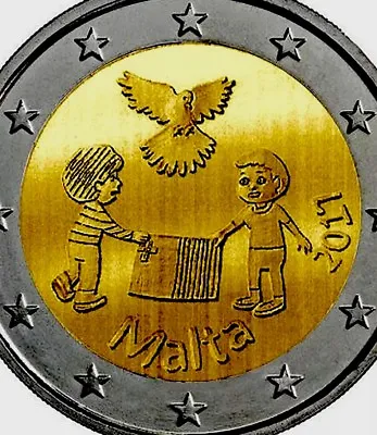 Malta 🇲🇹 Coin 2€ Euro 2017 Commemorative Peace In Europe New UNC From Roll • $6.78