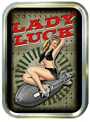 LADY LUCK BOMB PIN UP  2oz GOLD TOBACCO Tin Empty Bait Tin Baccy • £7.20