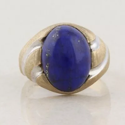 Mens 10k Yellow Gold Natural Blue Lapis Lazuli Ring Size 9 3/4 • $633