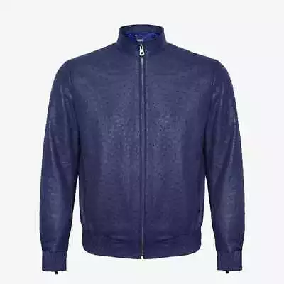 New Men's Motor Bomber Style Genuine Ostrich Embossed Leather Jacket XS To 5XL • $129