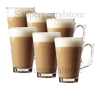 Latte Glasses Cups Mugs Tea Coffe Cappuccino Glass Set Of 2-4-6 Glaasware 240ml • £7.49
