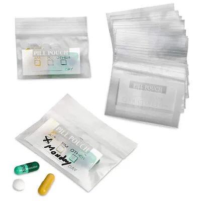 200 Zipper Pill Bags Pouch AM PM Vitamin Organizer Medicine Daily Medication • $8.74