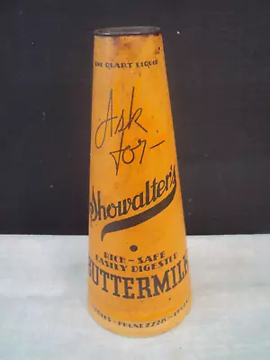 Wax Cone  Buttermilk Carton 1940s Quart Container Showalters Phoenixville PA Cap • $24.99