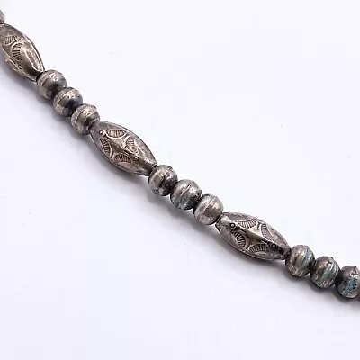 Vintage Native American Navajo Silver Bench Bead Melon Bead Necklace • $399.99