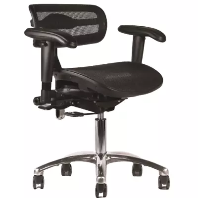 Crown Virtu C120OM Mesh Office Stool With Arms - Midnight • $1105