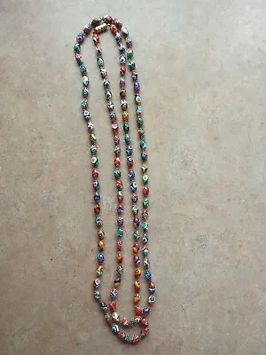 Vintage Millefiori Venetian Art Glass 52 Inch Necklace • $220