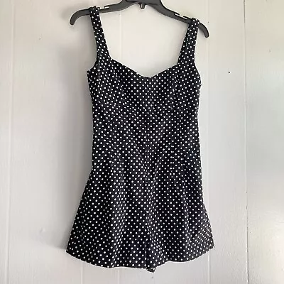 Zara Black White Polka Dot Playsuit Jumpsuit Romper Sleeveless Retro S Black • $26