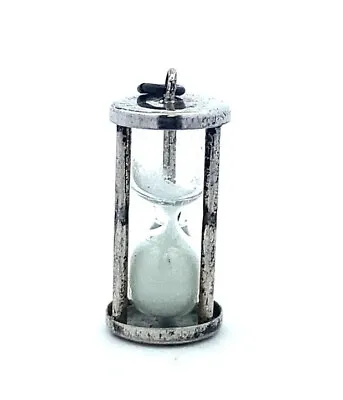 VTG Estate Sterling Silver Glass & Sand Hour Glass Pendant Charm! 88  • $33.99