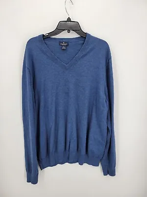Brooks Brothers Sweater Mens XL Blue Supima Cotton V-Neck Pullover Modern • $32.27