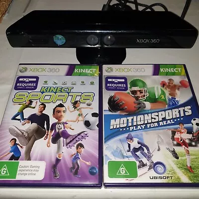 Xbox 360 - Black Kinect Sensor With 2 Games - Motion Sports + Kinect Sports • $29.99