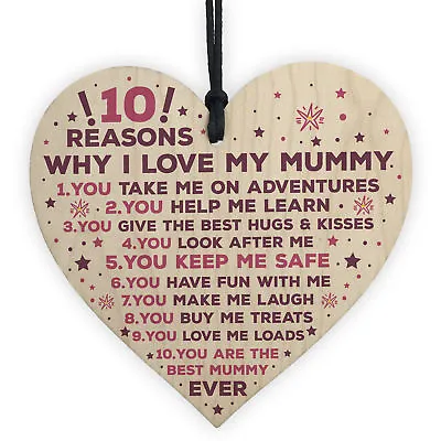 Mummy Gifts From Son Mother And Daughter Gifts Heart 10 Reasons Why I Love You • £3.99