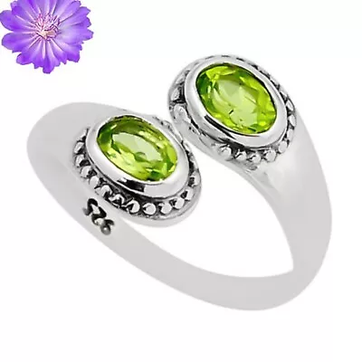 Handmade Peridot Gemstone 925 Silver Cluster Ring Gift Jewelry For Girls • $7.31