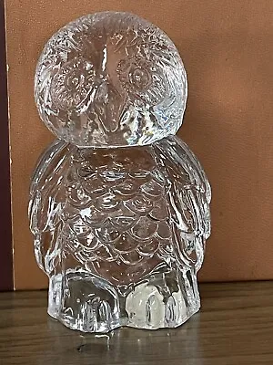 Vintage Crystal Owl Figurine 3.25  Clear Glass 24% Lead Crystal • $15