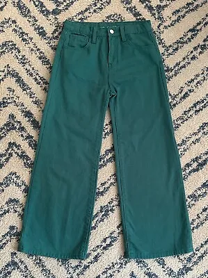 Old Navy Girls Baggy Wide Leg Teal Turquoise Green Cotton Denim Jeans Size 12 • $9.95