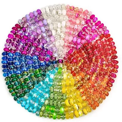 224 PCS Large Hole Glass Beads For Jewelry Making Cludoo European Beads Bulk Mi • $27.72
