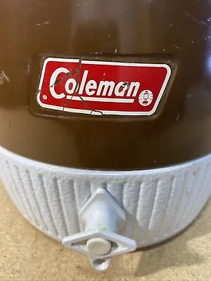 $23.90 • Buy Vintage Coleman 1 Gallon Plastic Thermos Water Cooler Jug Brown & White USA Made
