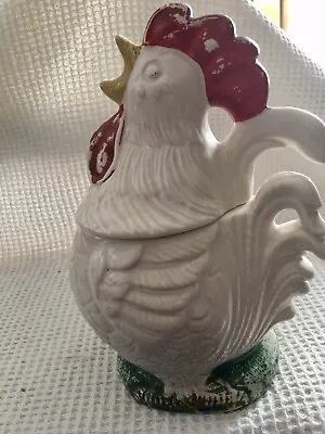 Antique/Vintage Rooster Shaped Cookie Jar Farmhouse Collectible Pottery Ceramic • $18