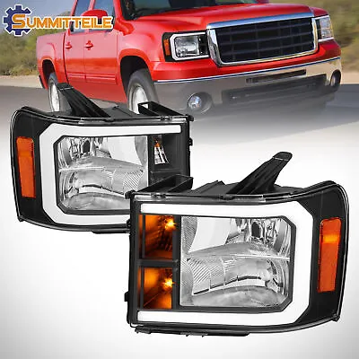 DRL Black Headlights LED Front Lamps For 2007-2014 GMC Sierra 1500 2500HD 3500HD • $158.90