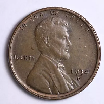 1934-D Lincoln Wheat Cent Penny AU SHARP COIN B027 • $17.60