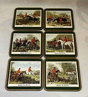 Vintage Pimpernel English Fox Hunting Set Of 6 Coasters 4 1/8  Square Barware • $12