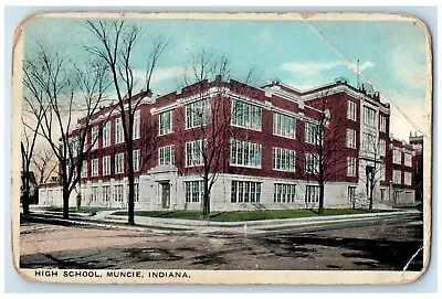 C1910 High School Exterior Building Muncie Indiana IN Vintage Antique Postcard • $19.95
