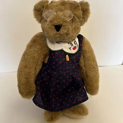 Vermont Teddy Brown Bear Co Teacher Glasses Apple Dress With Pencil Zipper • $13.50