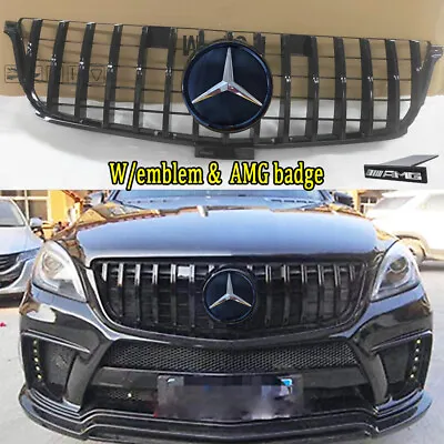 GT R Grill W/emblem For 2012-2015 Mercedes Benz W166 ML-CLASS Grille Black Mesh • $116.99