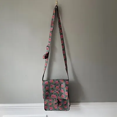 Yoshi Messenger Bag Crossbody Handbag Leather Brown Floral Pattern Satchel Flap • £31.99