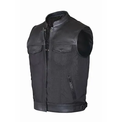 Mens Leather Motorcycle Biker Vest With Soft Shell • $49.99