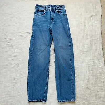 H&M Jeans Size 4 Blue Straight Leg Baggy Blue Y2K 100% Cotton • $25.47