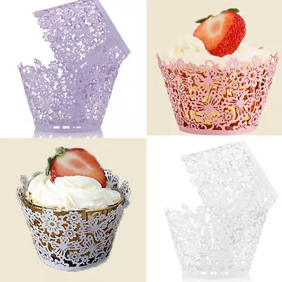 £3.23 • Buy 20Pcs Lace Flower Cupcake Wrapper Wraps Cases Laser Cut Wedding Birthday Party