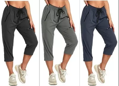 Women's Capri Pants Casual Hiking Quick Dry Lightweight Stretch Cropped Joggers • $11.02