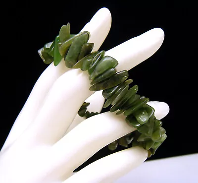 Vintage Jade Chunk Stretchy Bracelet No Clasp • $22.49